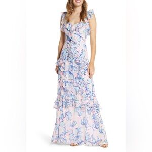 Lilly Pulitzer Riland Ruffle Maxi Dress, 14. Like New!